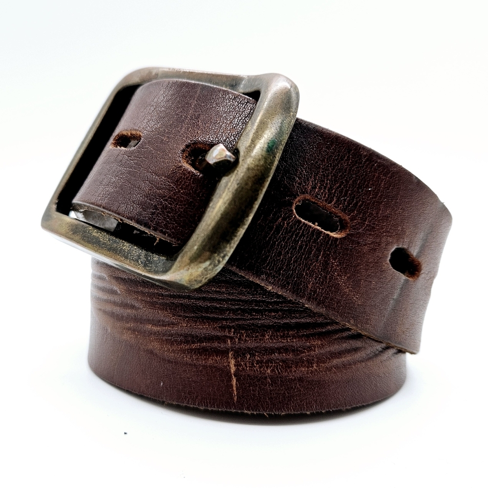 Embossed eagle leather belt